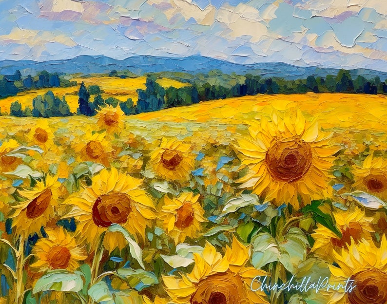 Sunflower Field Art Print. Sunflowers Art. Sunflowers Etsy