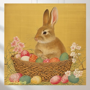 Set di 5 sacchetti per uova di Pasqua vittoriane, pittura dell'età dell'oro, illustrazioni vintage