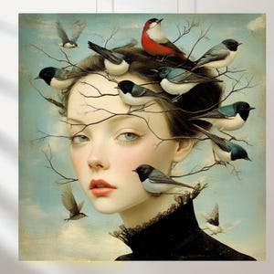 Chimeras Set of 5, Bizarre Girls, Surrealism, Vintage art