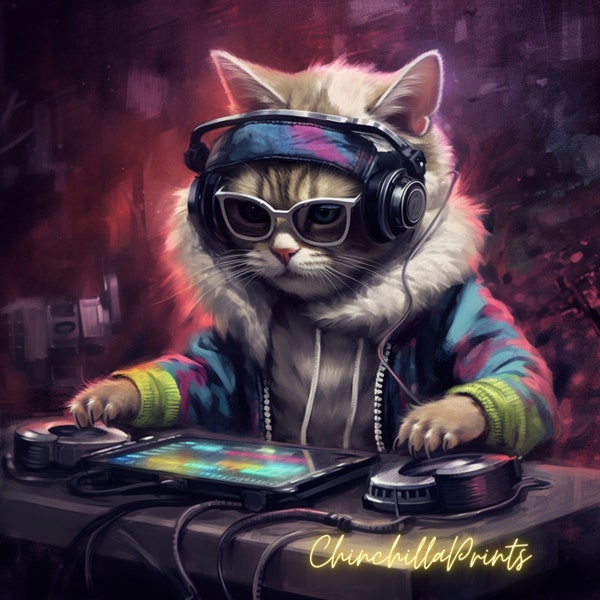 Set of 4 Cat DJ