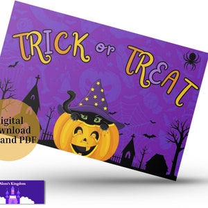 6x4-Zoll-druckbare Süßes oder Saures-Postkarte, Halloween-Postkarte JPG, digitaler Download pdf & druckbare Seite US-Letter-Größe