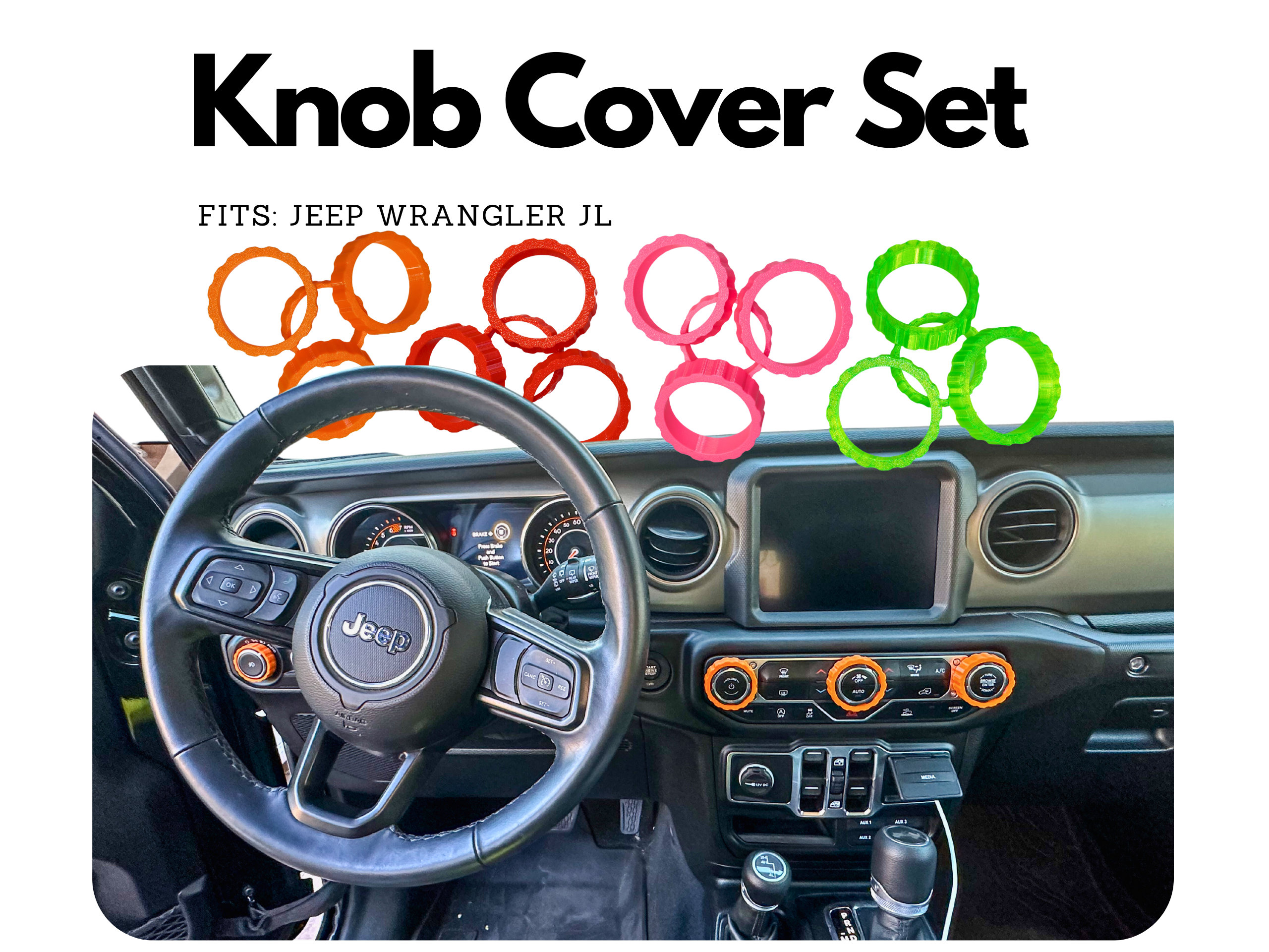 Knob Cover Set for Jeep Wrangler JL Gladiator Rubicon 392 Wrangler