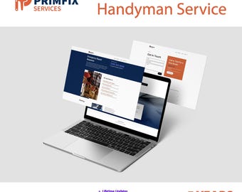 Può includere: Un computer portatile che mostra un sito web per un servizio di riparazione. Il sito web ha uno sfondo blu e presenta una call to action per entrare in contatto. Il laptop è su uno sfondo bianco. Il testo sull'immagine recita "Sito web pronto all'uso per il servizio di riparazione", "Contattaci", "Chiama o invia un SMS per un preventivo gratuito", "Sito web WordPress personalizzato completamente ottimizzato per la SEO", "Aggiornamenti a vita Costruisci con Divi Pro Website Builder", "5 ANNI DI HOSTING WEB".