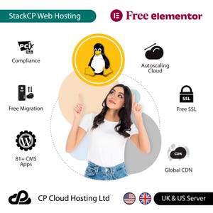 Hosting Web StackCP con e-mail gratuite / SSL / Creazione di siti Web / CDN globale / Hosting cloud CP / Server nel Regno Unito / 2 anni (pacchetto standard)