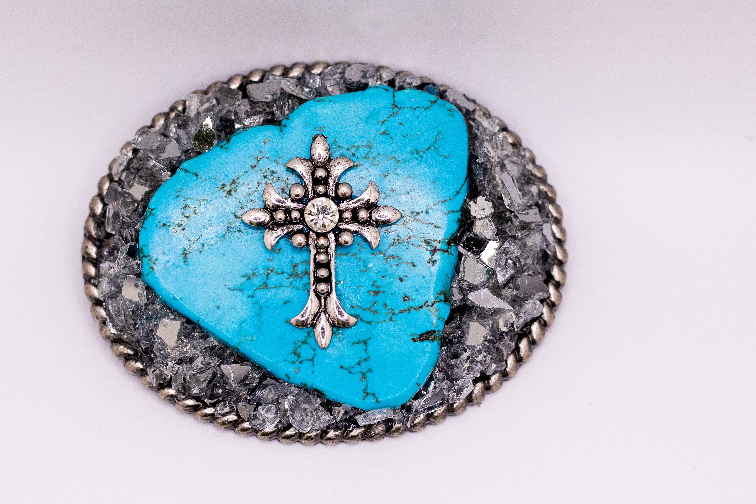 Turquoise & Rhinestone Cross Buckle - Etsy display picture 1