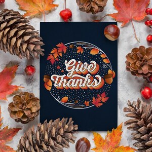 "Druckbares Thanksgiving-Grußkarten-Set - ""Danke"" - Feiertagsillustration, digitaler Download."