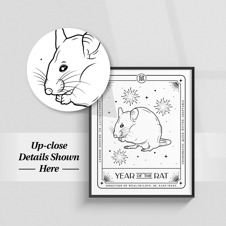 Year of the Rat Chinese Zodiac Tarot Card Art Print Astrology Etsy