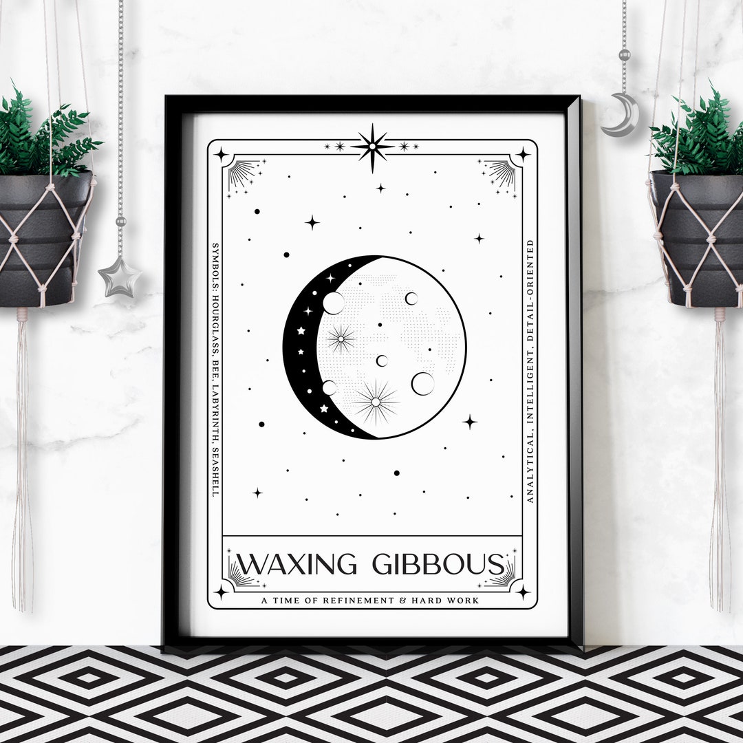 Waxing Gibbous Moon Zodiac Tarot Card Style Wall Art Print Etsy