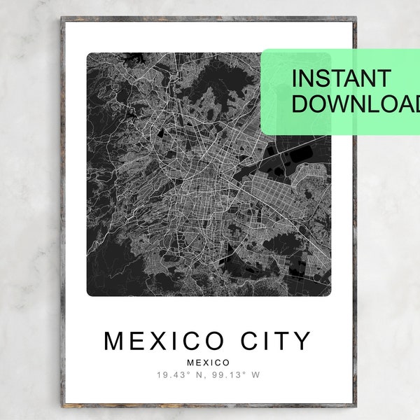 Map of Mexico City, Mexico, art prints, digital prints, home office decor, bedroom decor, wall art, personalized map, gift for her