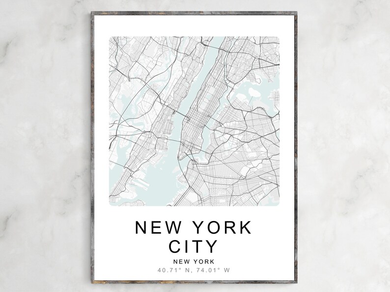 Map of New York City, Printable Wall Art, Instant Download, Square ...
