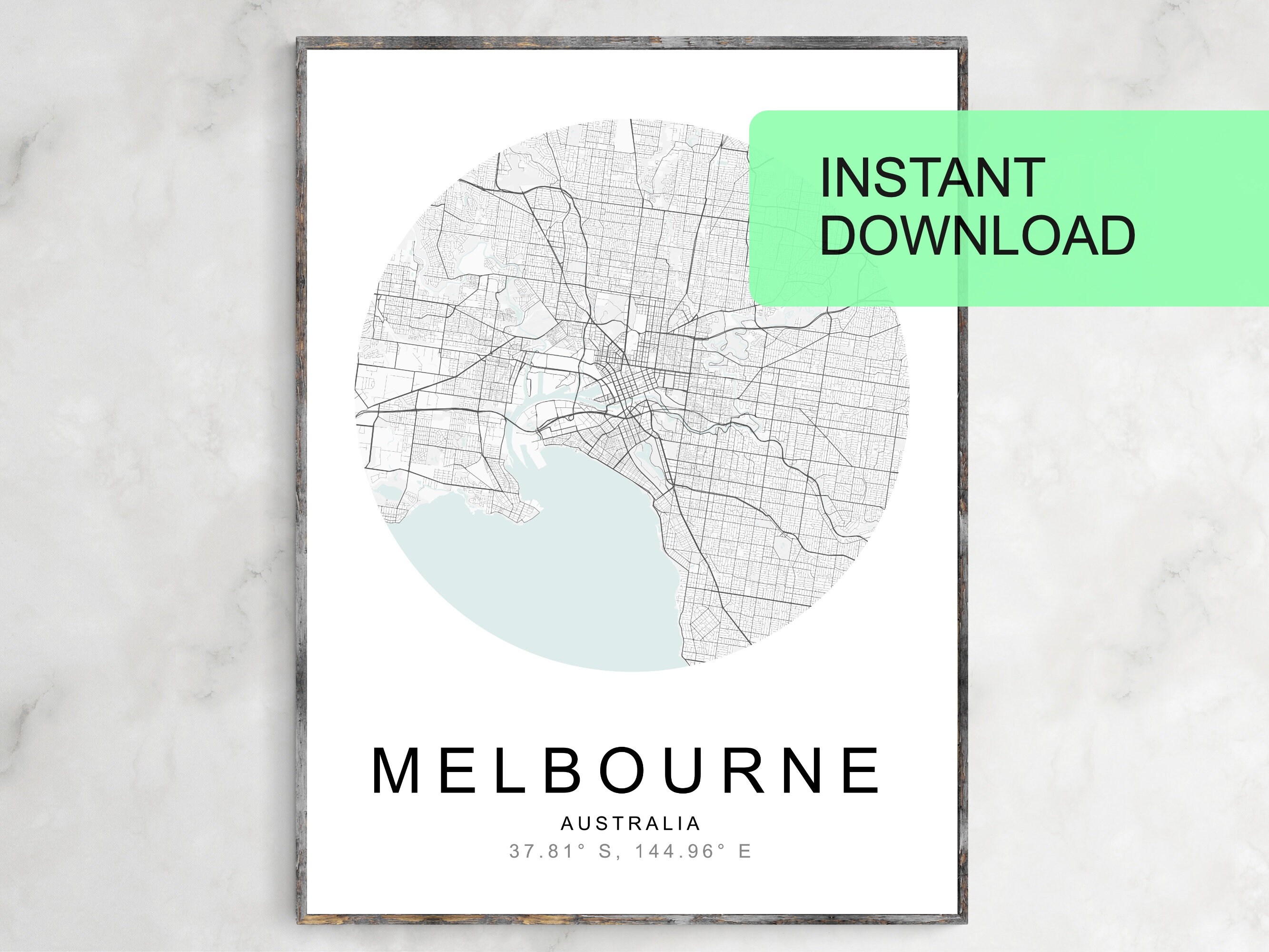 Map of Melbourne Australia, Printable Artwork, Anniversary Gift, City ...