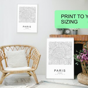 Map of Paris, France, Printable Wall Art, Digital Prints, Wall Art ...