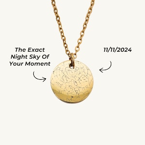 Collier carte des étoiles personnalisé, collier ciel nocturne gravé personnalisé, carte des étoiles par date, cadeau personnalisé pour lui, mariage, anniversaire