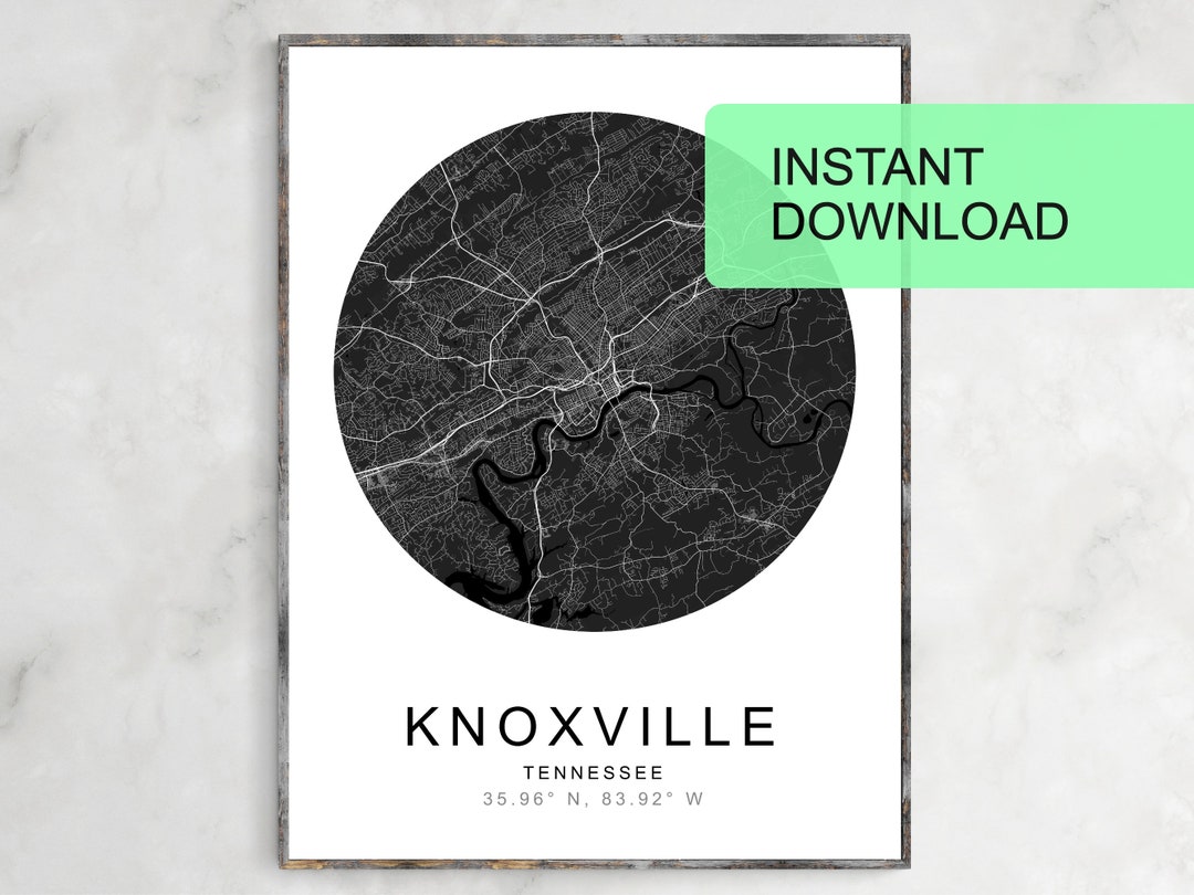 Map of Knoxville, Tennessee, Printable, Digital Download, Custom Map ...