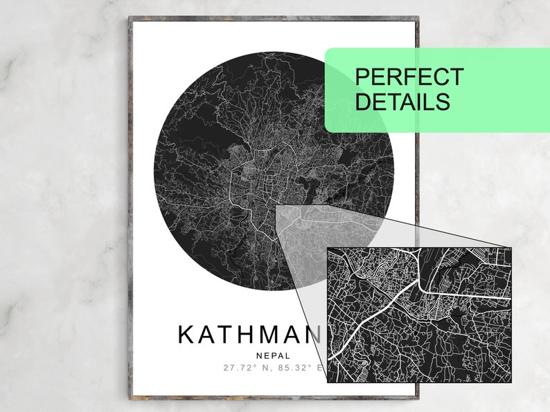 Map of Kathmandu Nepal Printable Printable Wall Art Office - Etsy