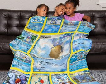 USA MADE Personalized PK Blankets, Custom Name Multi Wartortle Blanket, Anime Manga Gamer Throw USA MADE Personalized PK Blankets, Custom Name Multi Wartortle Blanket, Anime Manga Gamer Throw