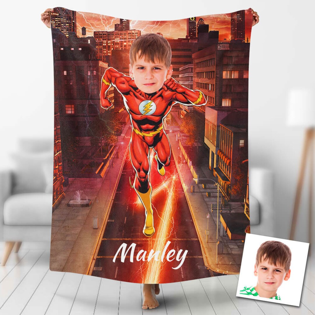 USA MADE Superhero Custom Blankets Personalized Photo Blanket Fleece