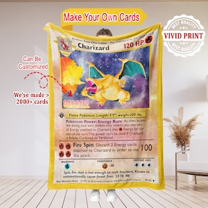 Make Your Own POKE PK Blanket | Personalized Gift Blanket Throw For Anime Game | Custom Trading Card Blanket