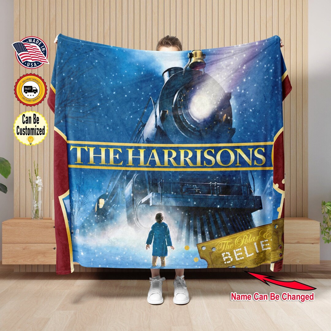 Custom Polar Express Blanket Personalized Christmas Throw Blanket for