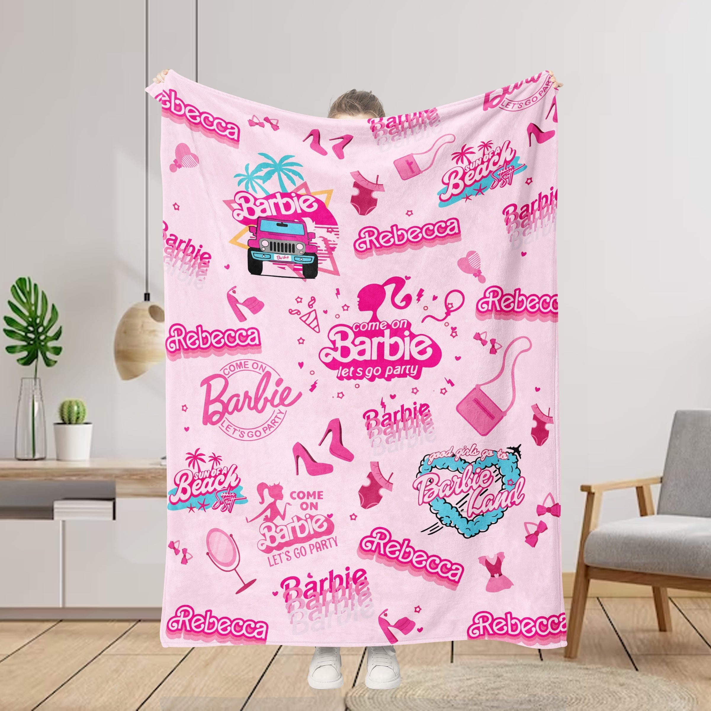 Vintage Barbie in the City Woven Tapestry Throw Blanket for Sale