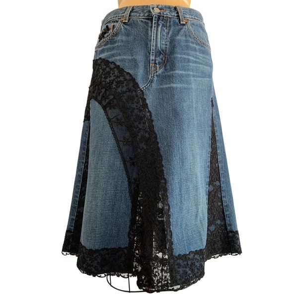 Lace Jean Skirt - Etsy