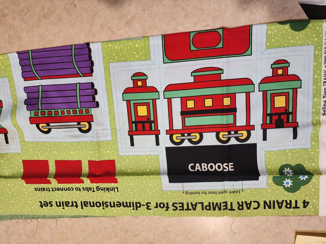 4 Car 3 Dimentional Toy Train Template by Salina Yoon for RJR Fabrics ...