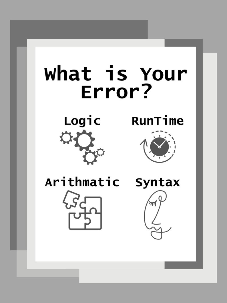 Printable Code Basics Posters Errors and Introduction to Programming - Etsy