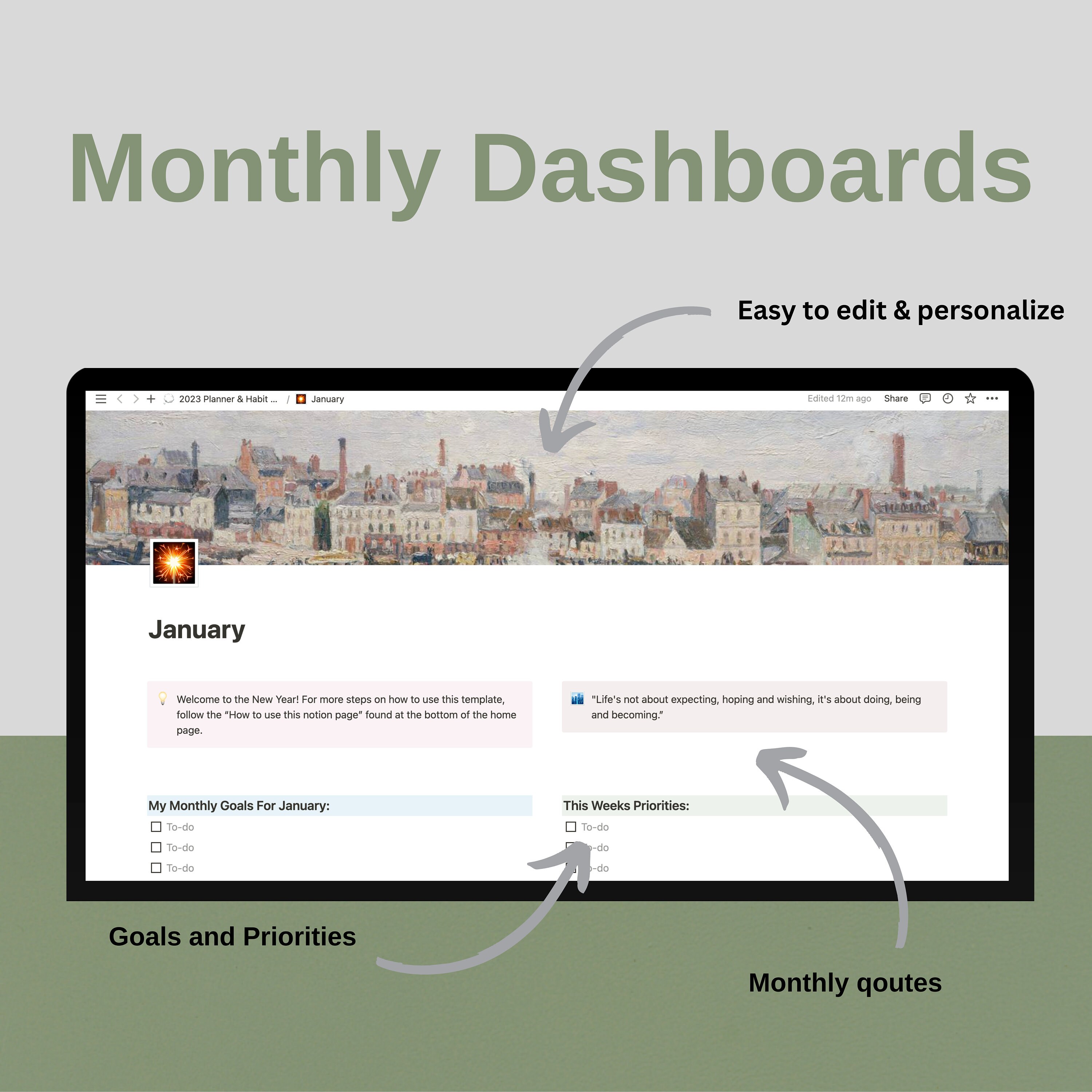 Notion Planner & Habit Tracker 2023 | All in One Notion Template ...