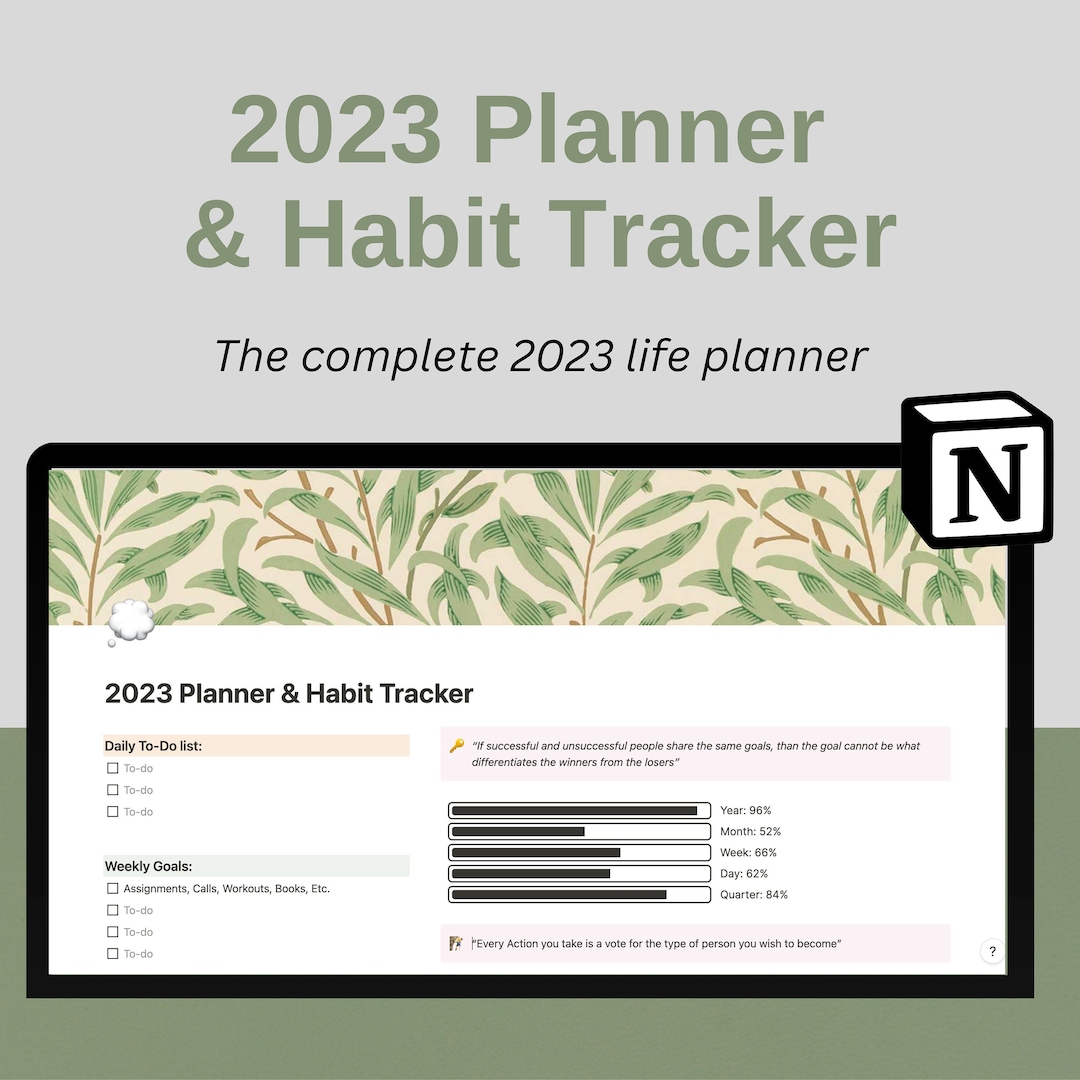 Notion Planner & Habit Tracker 2023 | All in One Notion Template ...