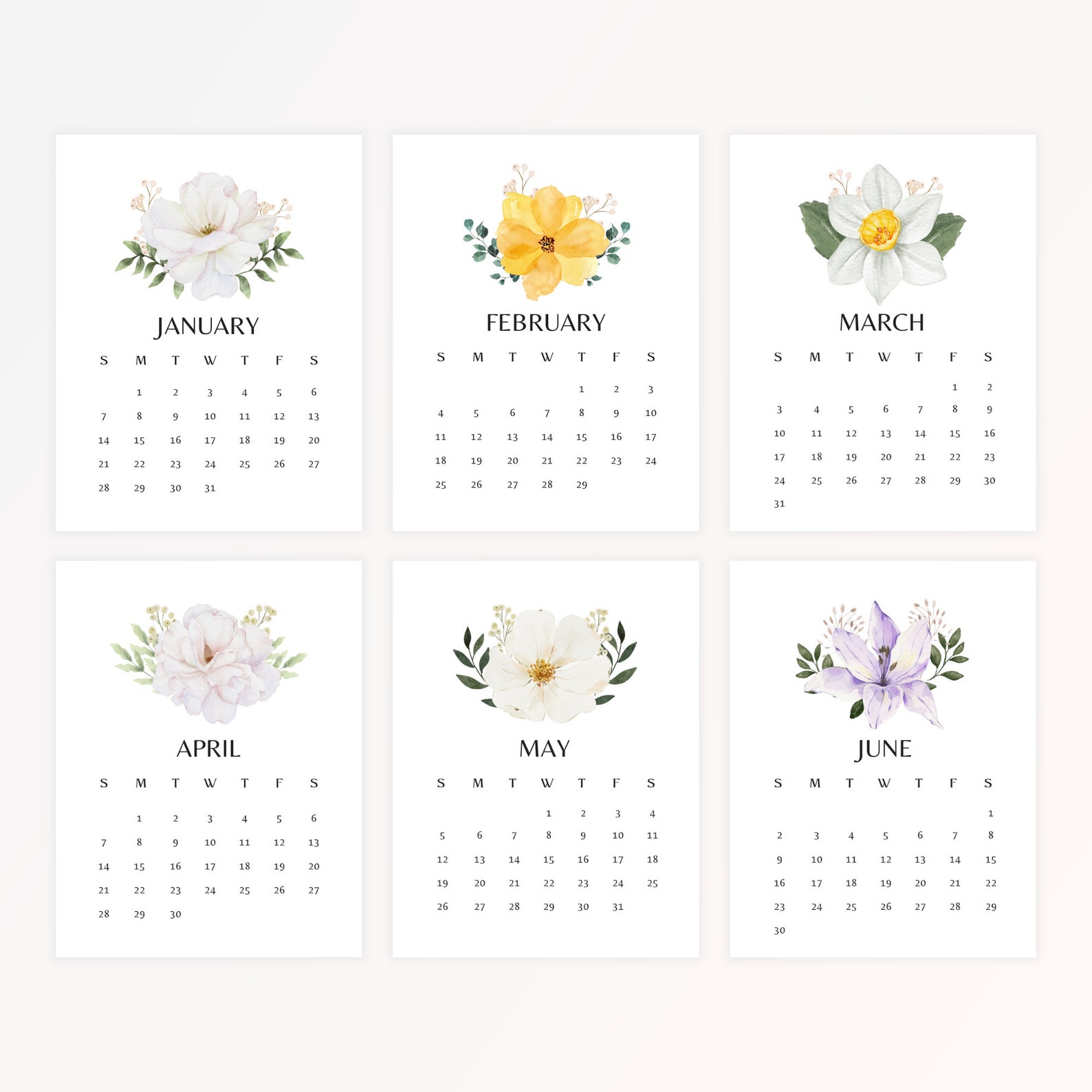 Floral 2024 Calendar Printable Calendar Weekly Planner Etsy