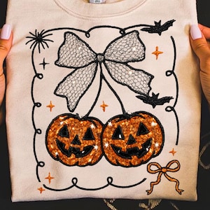 Spooky Coquette Halloween PNG: Cherry Pumpkin, Gothic Lace Bow (Digital Download