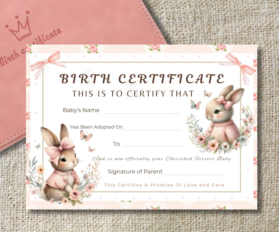 Reborn Doll Birth Certificate, Printable Adoption Certificate Reborn ...