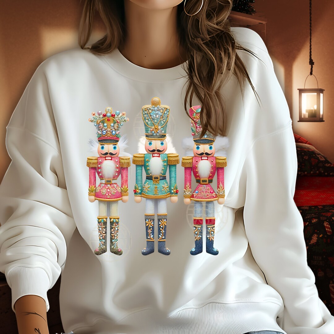 Nutcracker Christmas Soldiers Embroidery Effect Sublimation PNG, Cute ...
