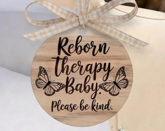 Reborn doll Stroller Tag, car sign, Wood Effect, Therapy Doll, Please Don't Touch, Pram accessory, Emotional Support Roleplay props