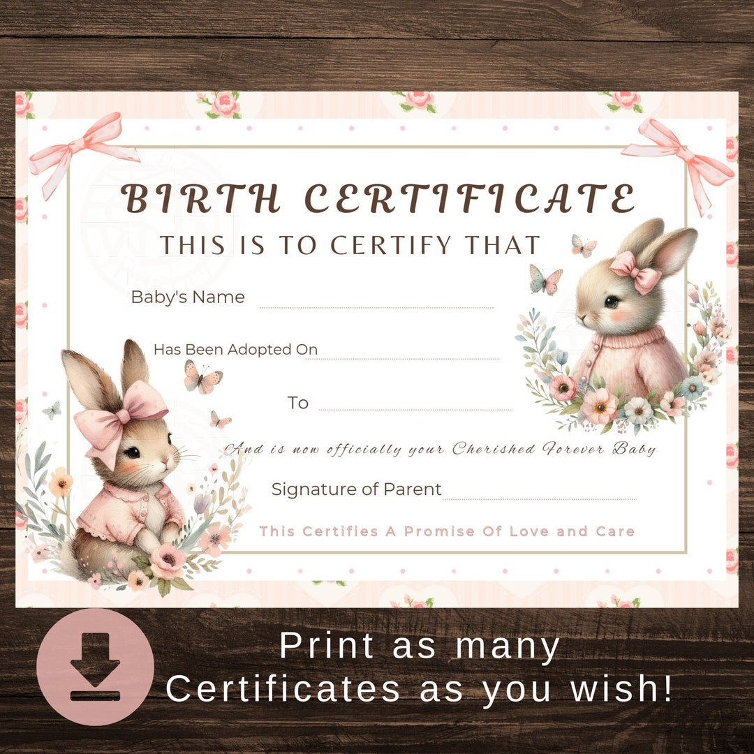 Reborn Doll Birth Certificate Printable Adoption Certificate Reborn Reborn Doll Birth Certificate Printable Adoption Certificate Reborn