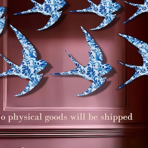 Blue Chinoiserie Swallow Bird Garland: DIY Wedding Decor (Digital Download)