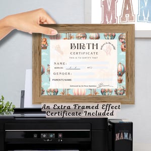 Herboren geboorteakte, afdrukbaar adoptiecertificaat, nieuwe babypop Instant download, herboren poppen, accessoires voor het openen van dozen, poppencadeau, herboren