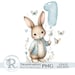 First Birthday Bunny Clipart, Cute Rabbit 1st Birthday Baby Boy PNG ...