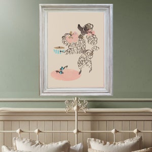 Pink Poodle Art Print, Retro Dog, Cockapoo Poster, 1950s Miniature ...