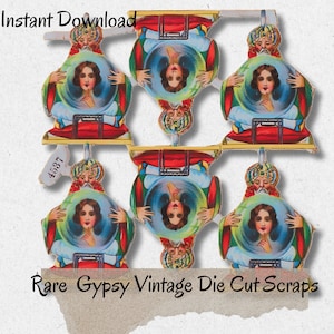 Carapace de diseuse de bonne aventure, chutes imprimables, éphémères rares, scrapbooking gitan antique découpé, boule de cristal imprimable, médium victorien