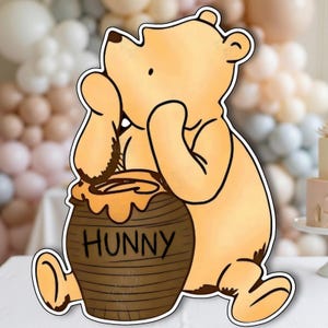 Winnie the pooh Party Cutout Printable Photo Prop, Life-size Pooh Bear Honey Pot, classic Winnie the Pooh big cardboard cut out standee sign