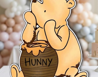 Winnie the pooh Party Cutout Printable Photo Prop, Life-size Pooh Bear Honey Pot, classic Winnie the Pooh big cardboard cut out standee sign