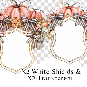 Pumpkin Crest PNG Bundle, Grandmillennial Fall Clipart (digital ...