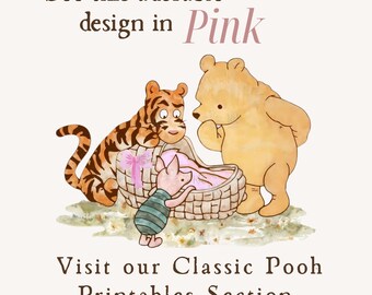 Classic Winnie the Pooh Baby Shower Bassinet Art Print – Boy