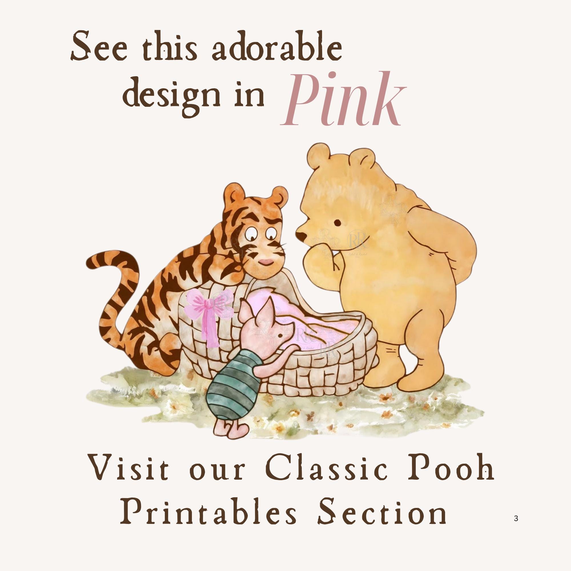 Classic Winnie the Pooh Baby Shower Bassinet Art Print – Boy