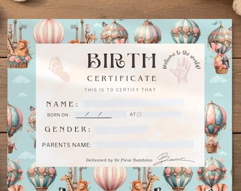 Acte de naissance imprimable de la poupée Reborn, souvenir (téléchargement numérique)