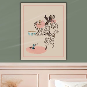 Pink Poodle Art Print, Retro Dog, Cockapoo Poster, 1950s Miniature ...