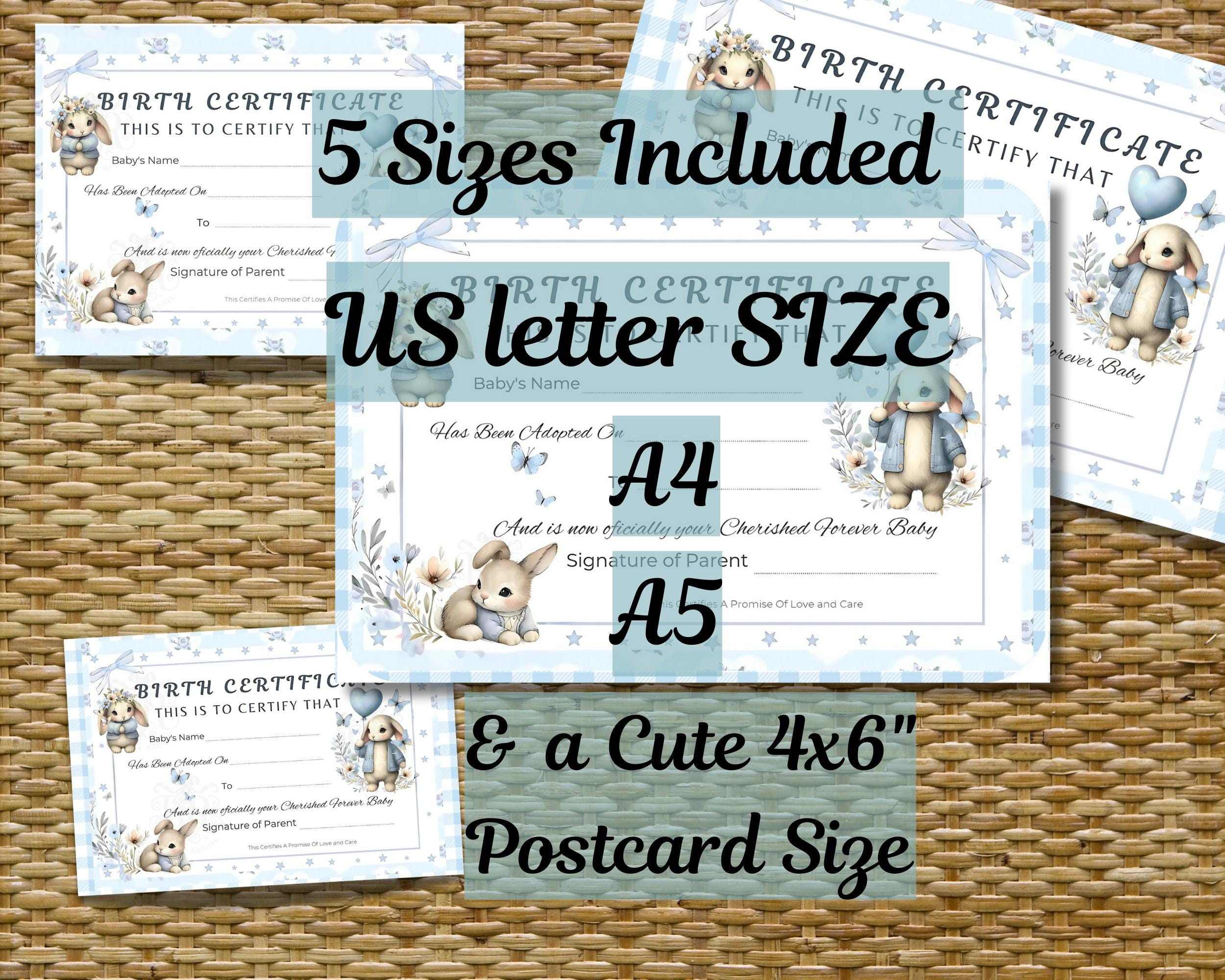 Reborn Baby Doll Birth Certificate, Printable Adoption Certificates ...
