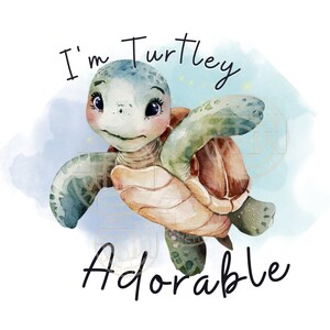 Watercolor Sea Turtle Clipart: Baby Turtle PNG (Digital Download)