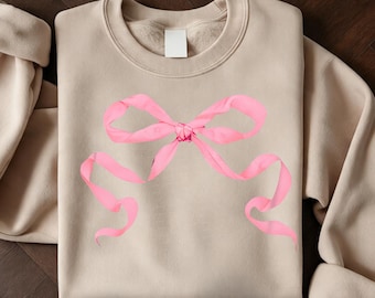 Pink Watercolor Ribbon Bow Clipart, Preppy Sublimation Design (Digital Download)